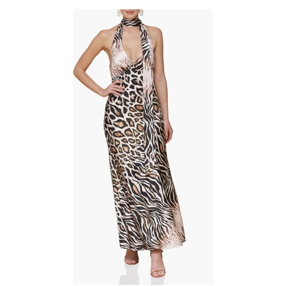 Avec Les Filles Dresses & Skirts - Avec Les Filles Animal Print Halter Maxi Dress Leopard Zebra Tiger Gown 8